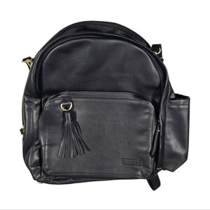 Skip Hop Greenwich Simply Chic Black Vegan Leather Diaper Bag Backpack